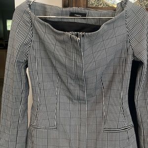 Theory black and white off the shoulder jacket